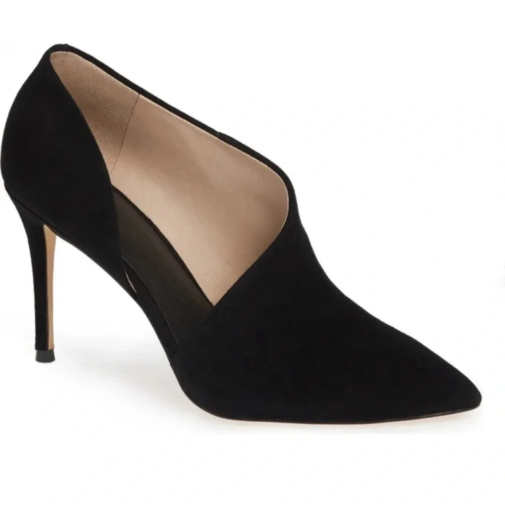 Something Navy Dina Pump Black Suede heels shoes women’s size 8.5 EUC